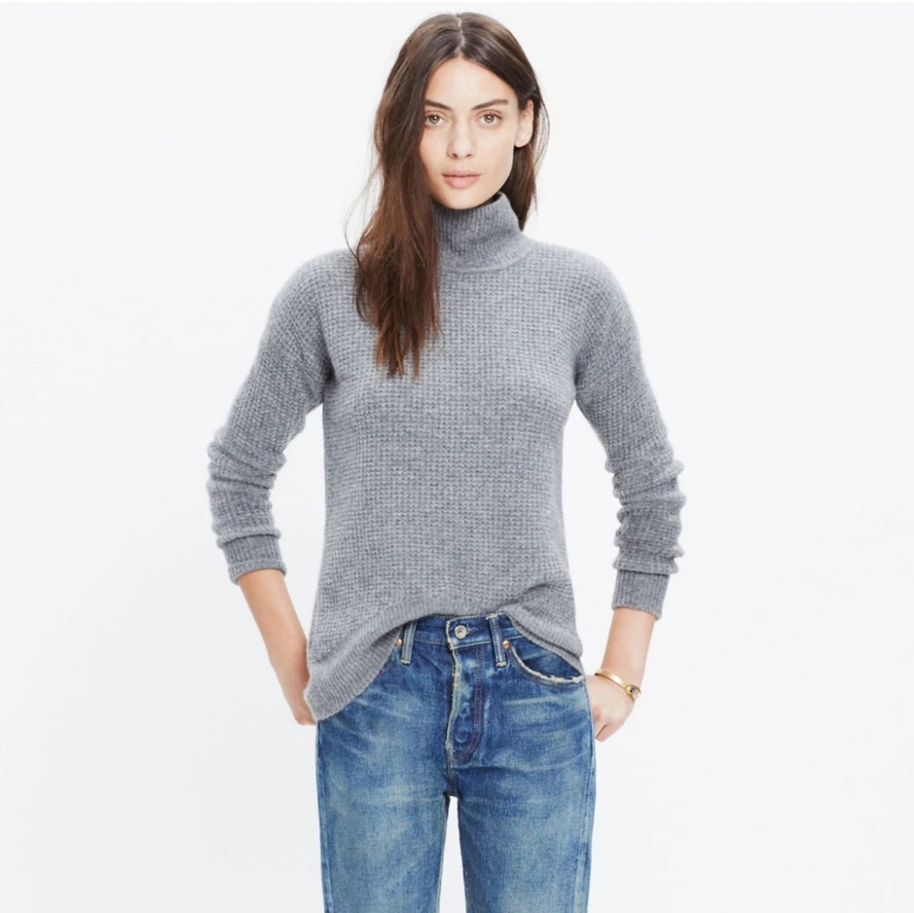 Madewell Wafflestitch Turtleneck Sweater, Size Medium